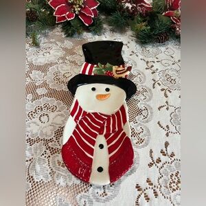 Fitz and Floyd Christmas Holiday Snack Therapy Snowman Server